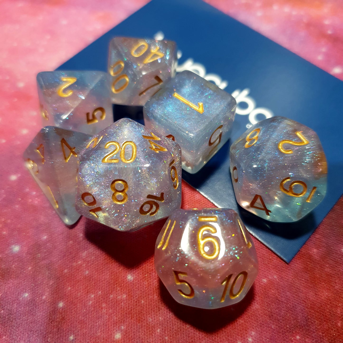 Aurora Pride Dice Set - Trans Glitter