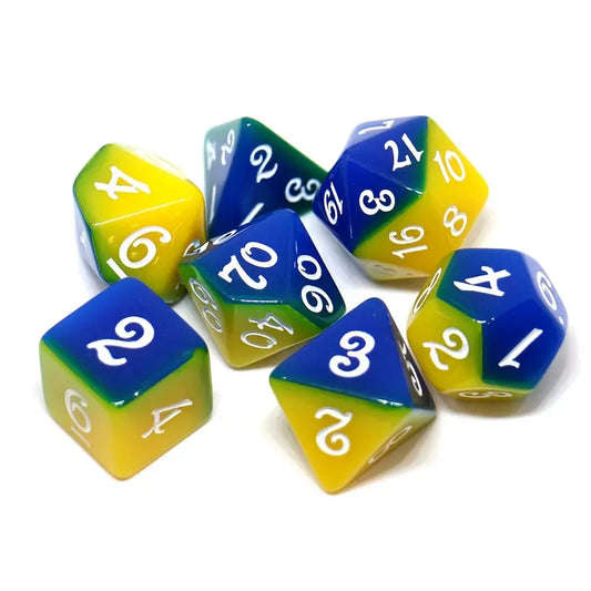 Two Tone Dice Set - Blue/Yellow