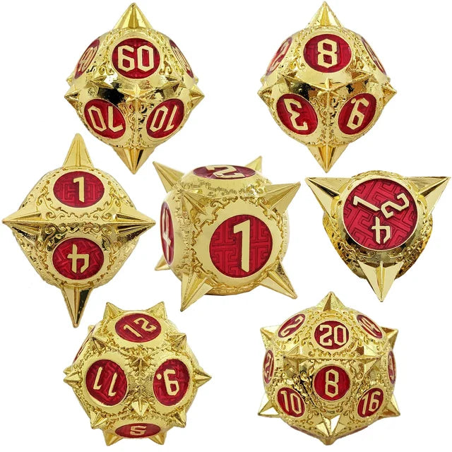 Metal Dice Set - Flail - Golden Red