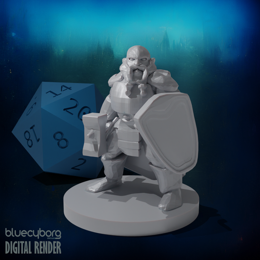 Dwarf Fighter with Hammer 28mm Scale Miniature
