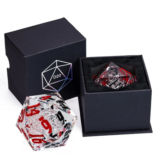55mm D20 Chonk - Crystal Bubbles / Red / Black
