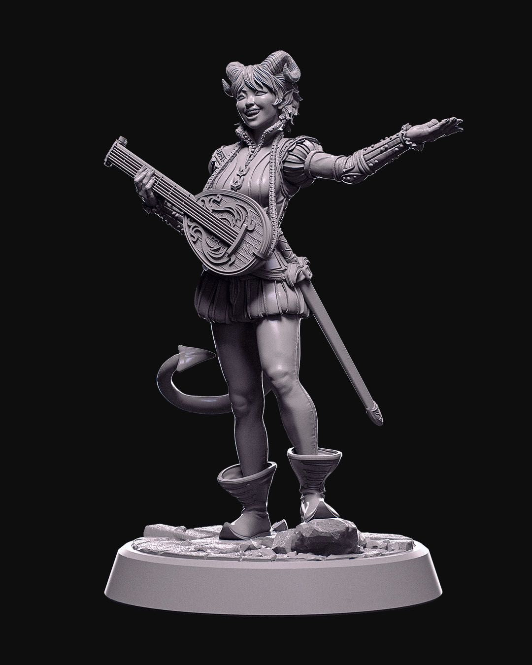 Sigrid Yalve - Tiefling Bard - 32mm / 75mm Scale Miniature