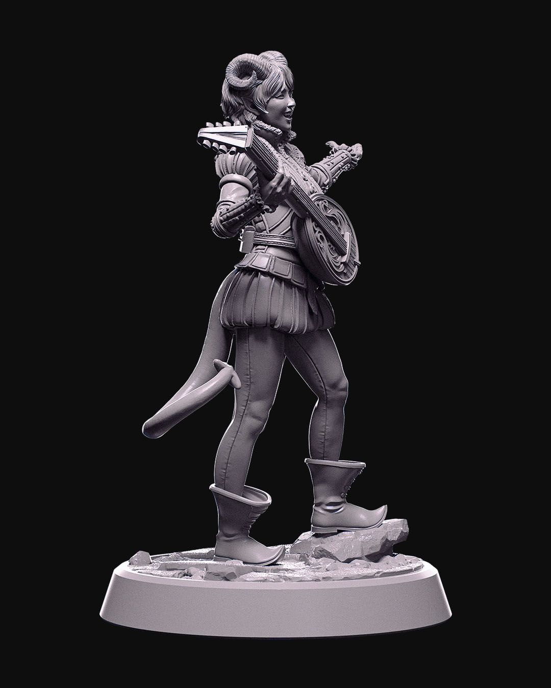 Sigrid Yalve - Tiefling Bard - 32mm / 75mm Scale Miniature