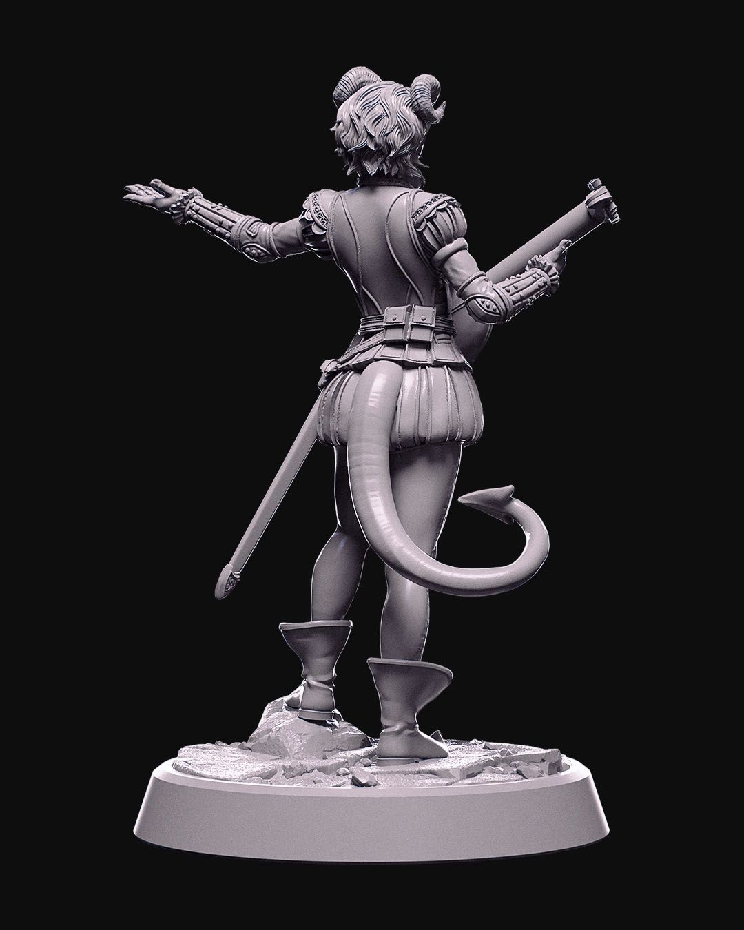 Sigrid Yalve - Tiefling Bard - 32mm / 75mm Scale Miniature