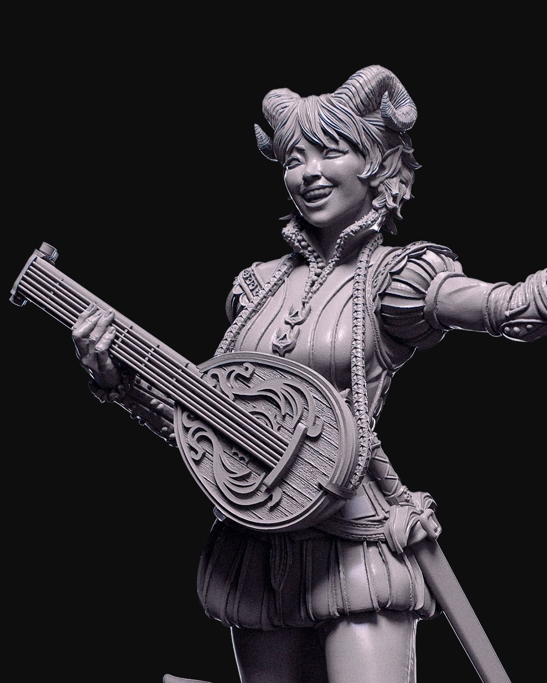 Sigrid Yalve - Tiefling Bard - 32mm / 75mm Scale Miniature