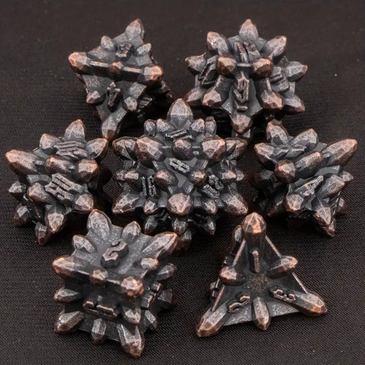 Metal Dice Set - Crystal Formations Copper