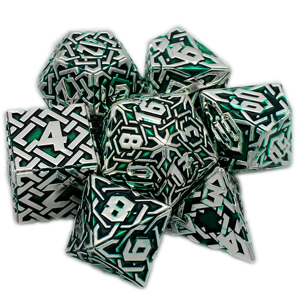 Metal Dice Set - Celtic - Green