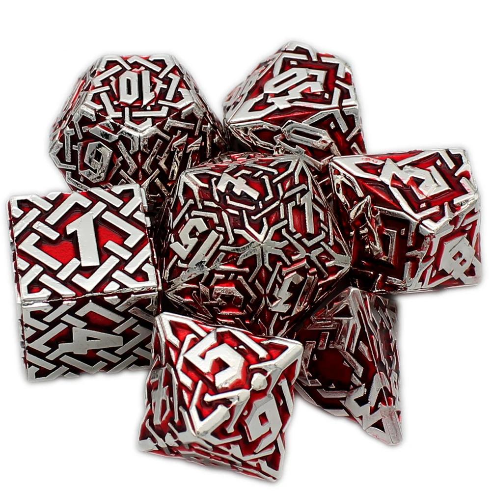 Metal Dice Set - Celtic - Red