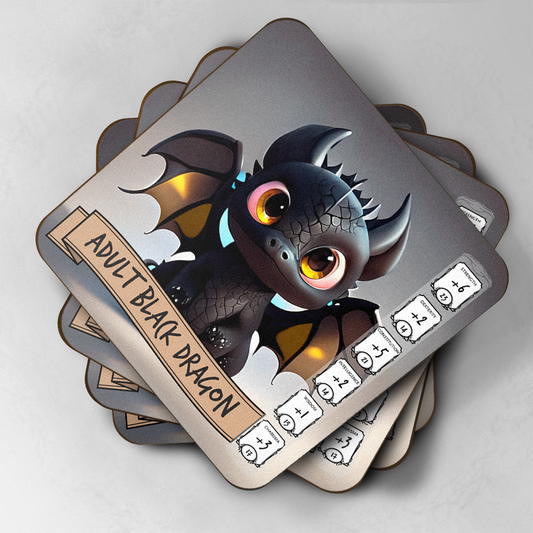 5e Monster Stats Coaster - Adult Black Dragon