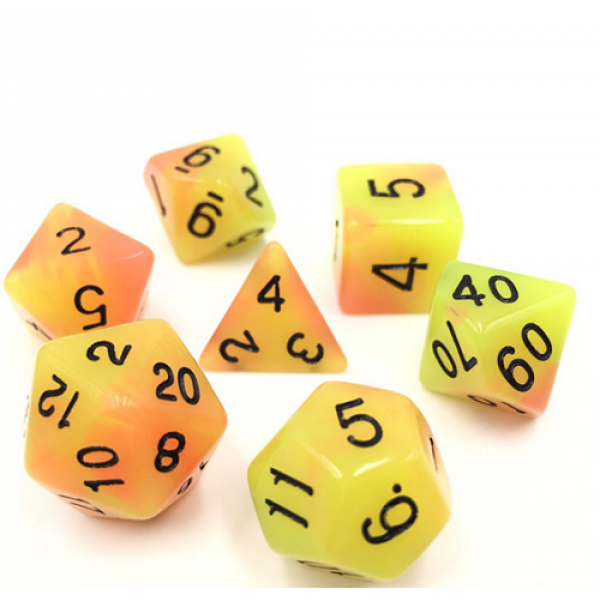 Glow In The Dark Dice Set - Yellow / Red
