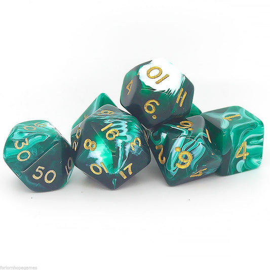 Marble Dice Set - Green