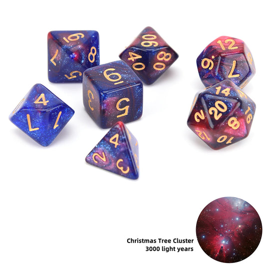 Galaxy / Space Dice Set - Christmas Tree Cluster