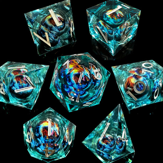 Liquid Core Dice Set - Dragon Blue