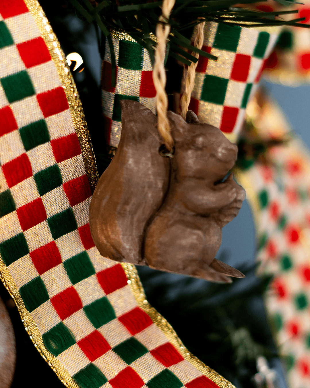 Squirrel "Hand Carved" Christmas Tree Ornament