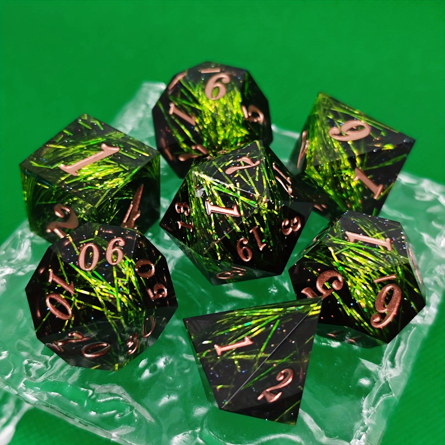 Resin Dice Set - Funfetti Green