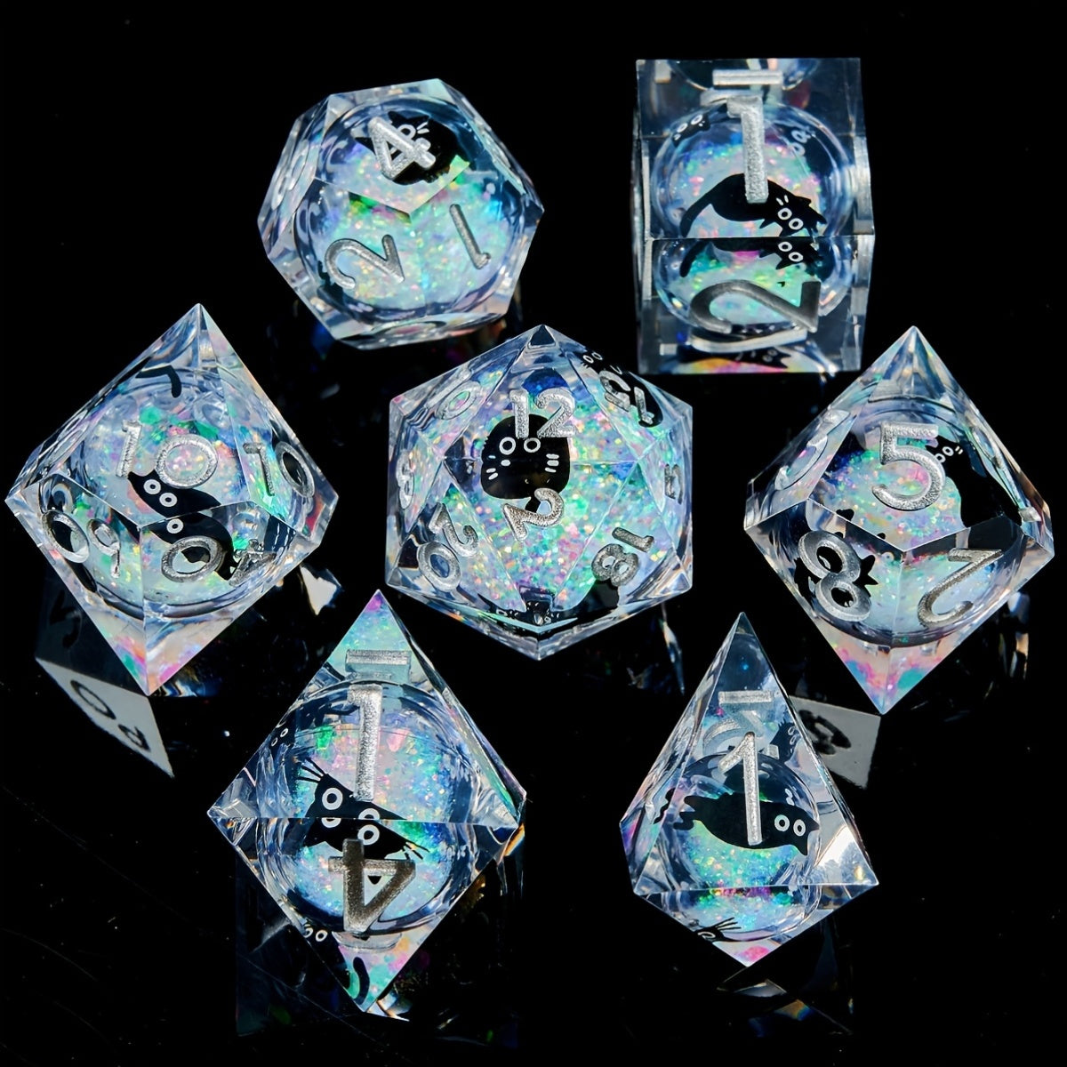 Liquid Core Dice Set - Kitty Sparkles