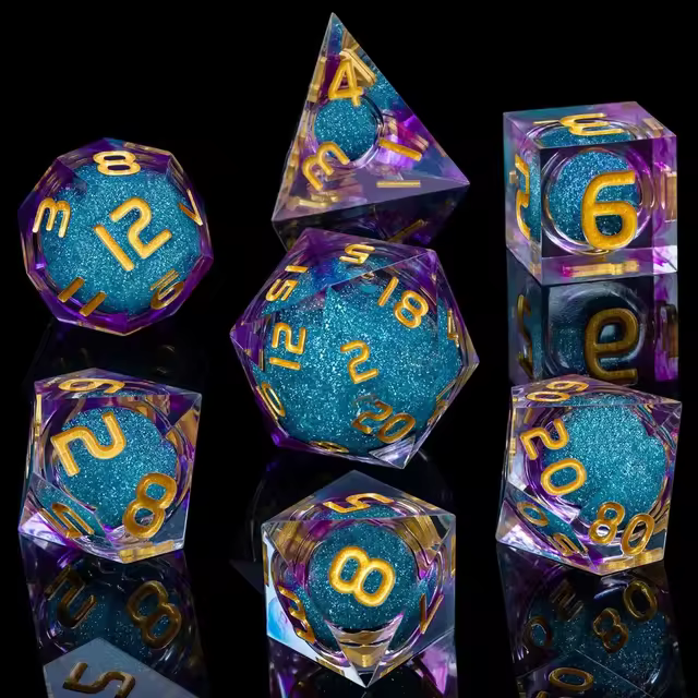 Liquid Core Dice Set - Quicksand Purple Blue