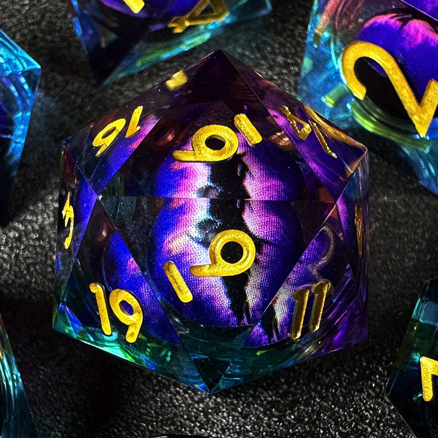 Liquid Core Dice Set - Dragon Eye Blue / Purple / Gold