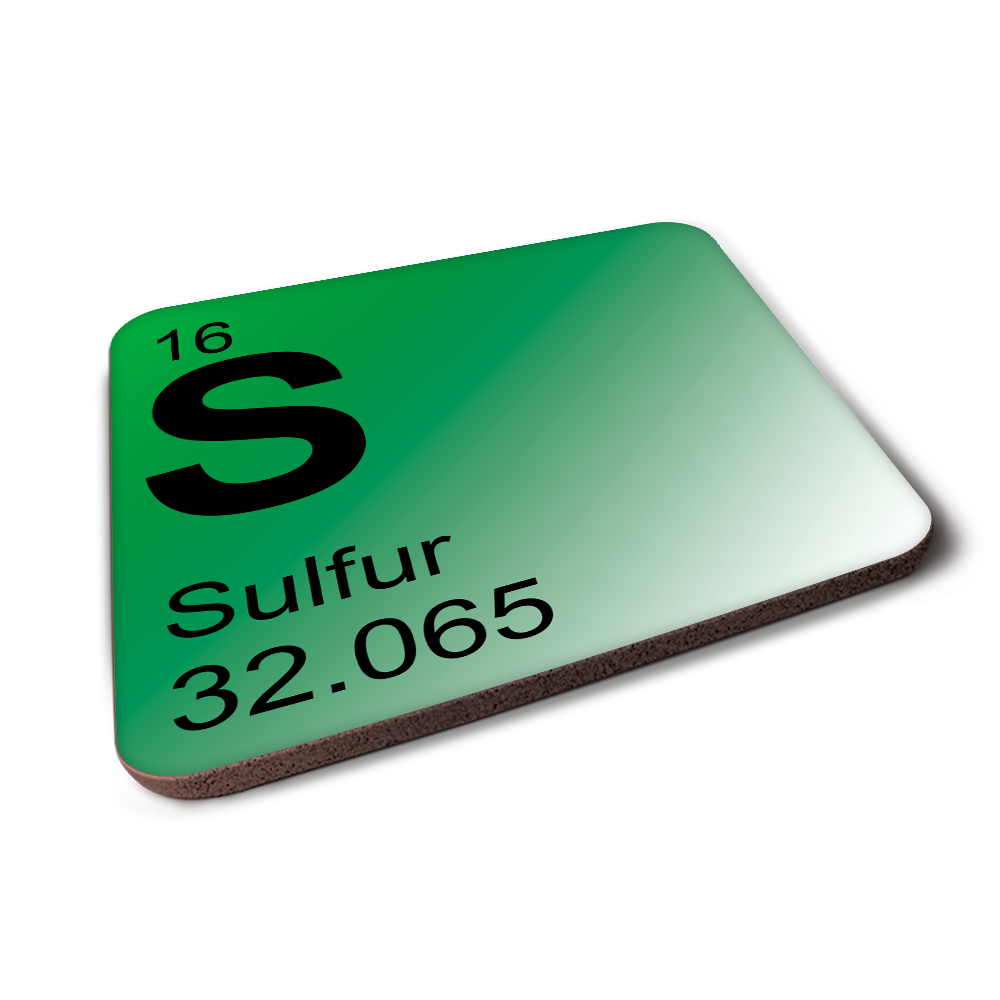 Sulfur (S) - Periodic Table Element Coaster