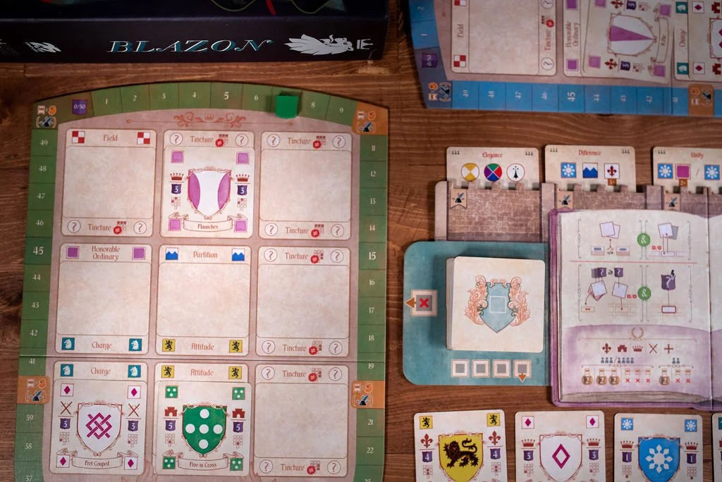 Blazon player shield board and card display