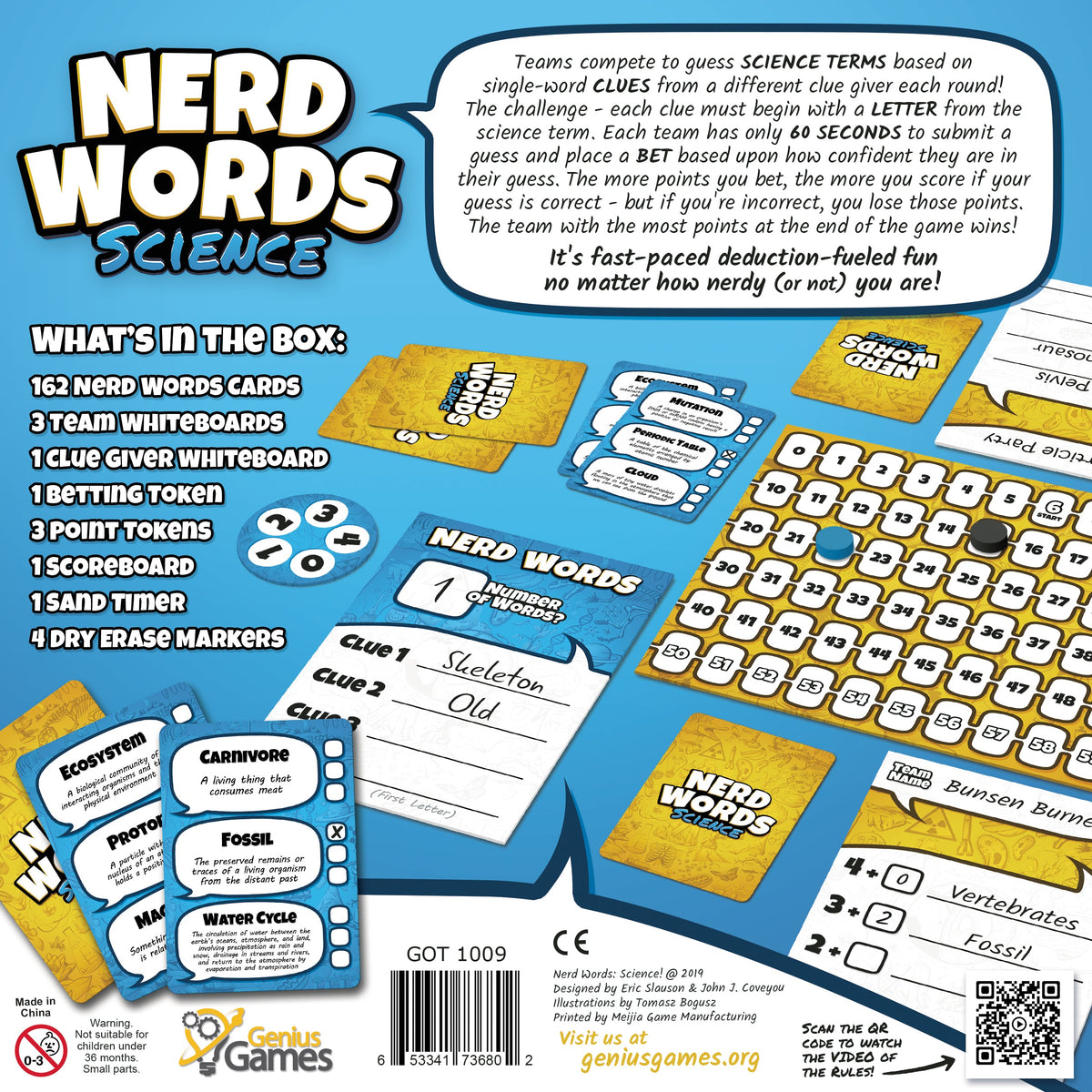 Nerd Words Science flat box back and contents