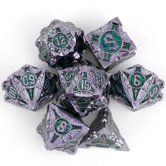 Metal Dice Set - Morning Star - Subtle Purple Green