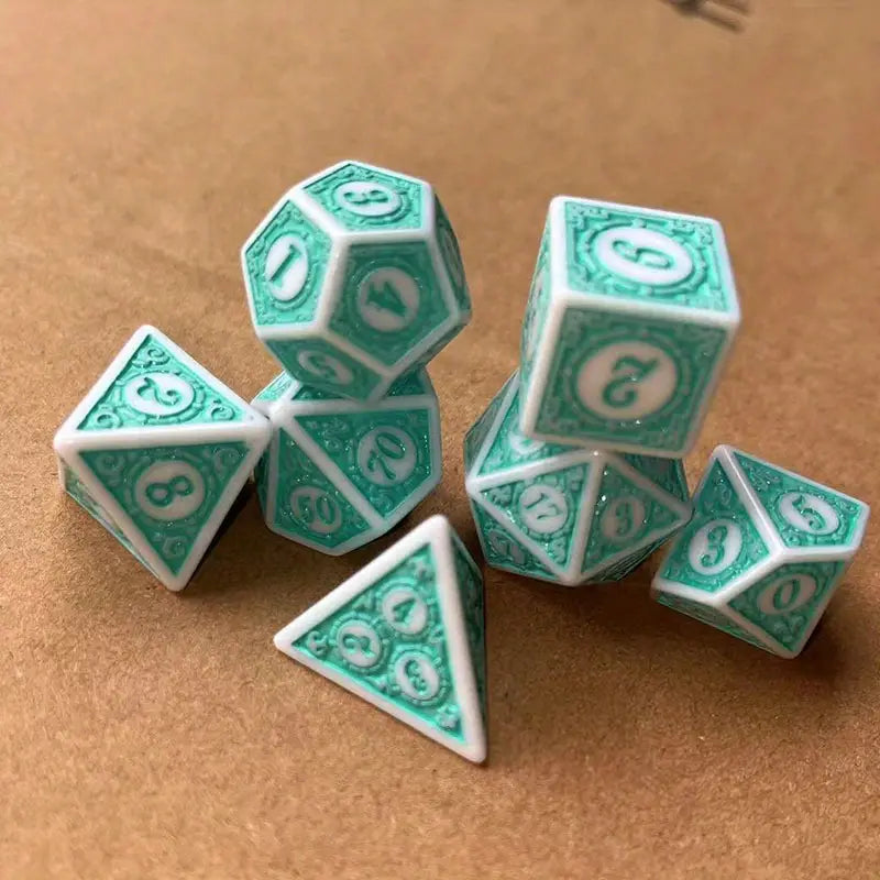 D20 Polyhedral 7 Piece Dice Set - Arcane Orbits - Light Green