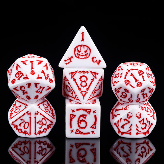 Ghastly Aurora Dice Set - White / Red