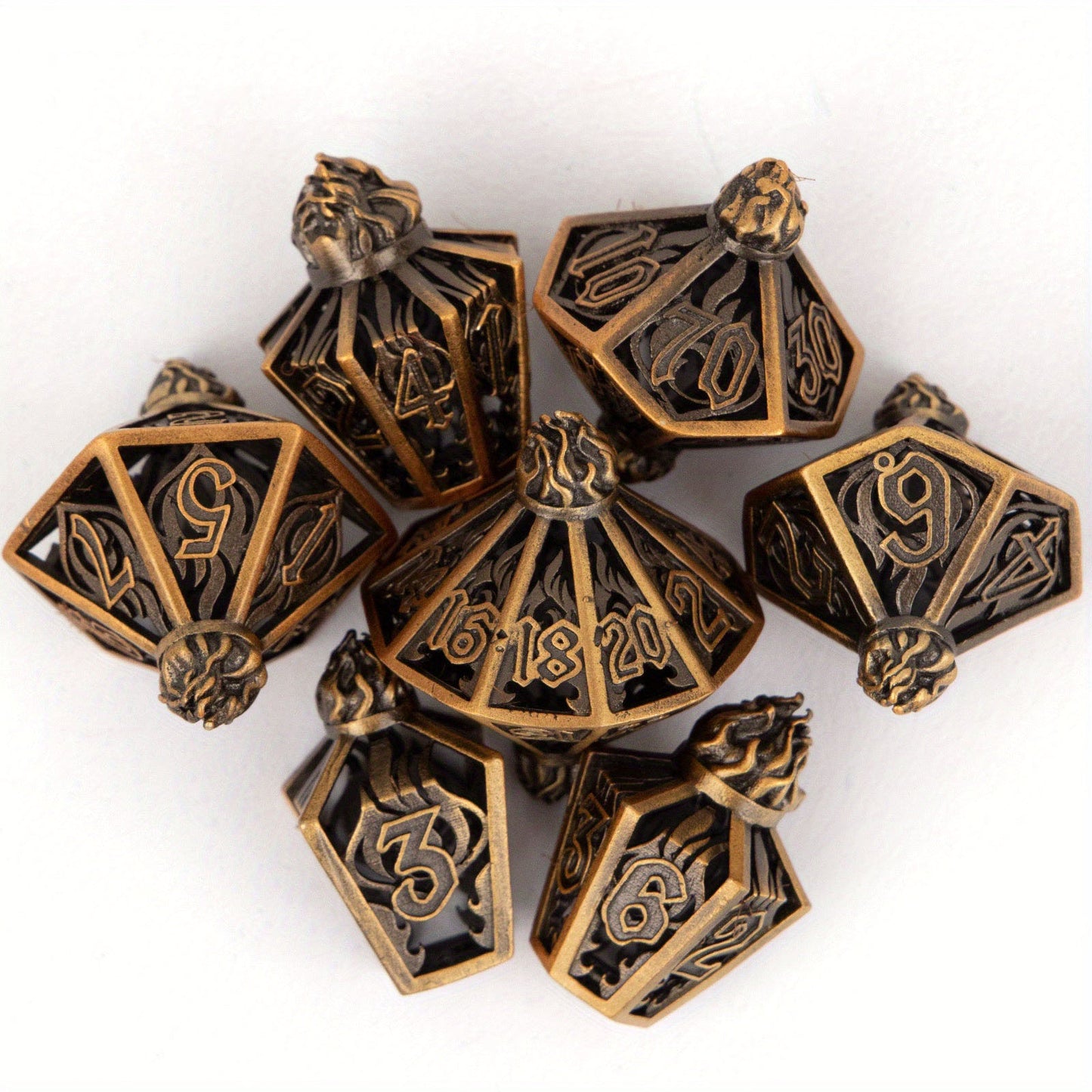 Metal Dice Set - Hollow Torches - Copper