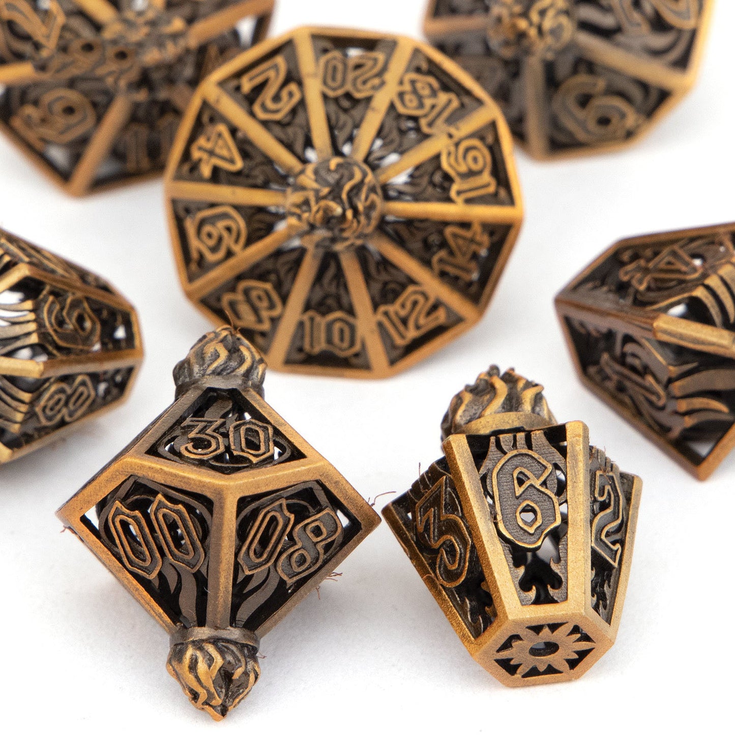 Metal Dice Set - Hollow Torches - Copper