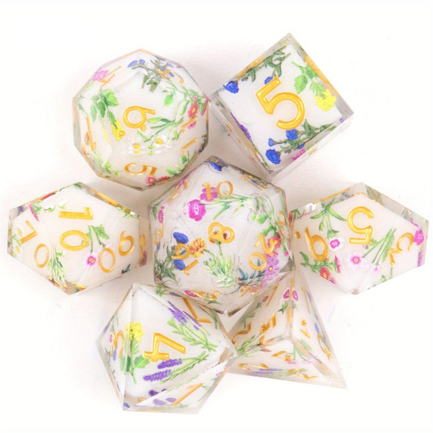 Delicate Flowers - Shell Resin Dice Set