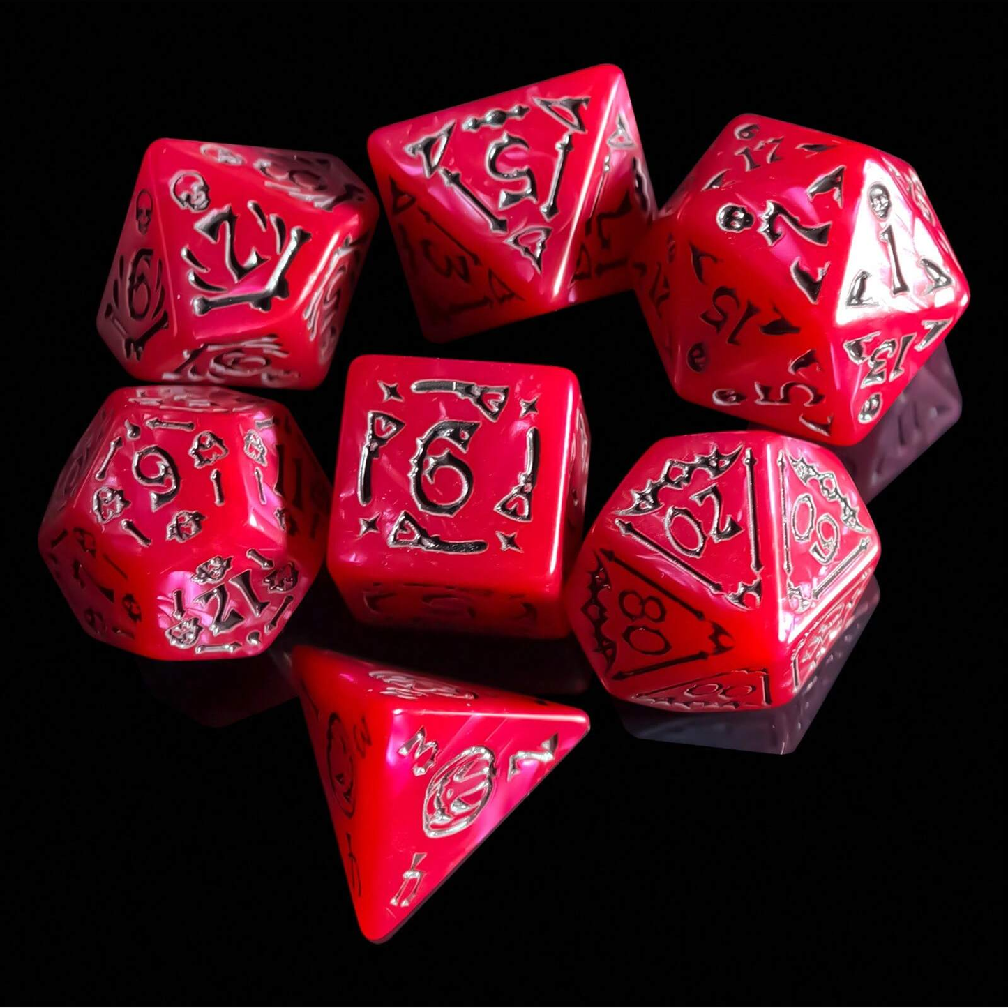 Ghastly Aurora Dice Set - Red / Black