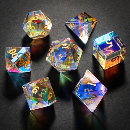 Rainbow Prism Glass - Glass Dice Set