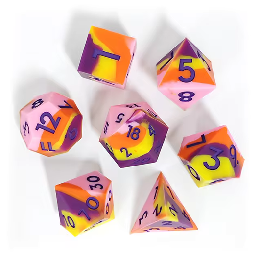 Sharp Edge Squishy Silicone Dice Set - Pastel Groovy