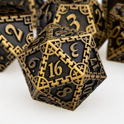 Metal Dice Set - Chains - Ancient golden