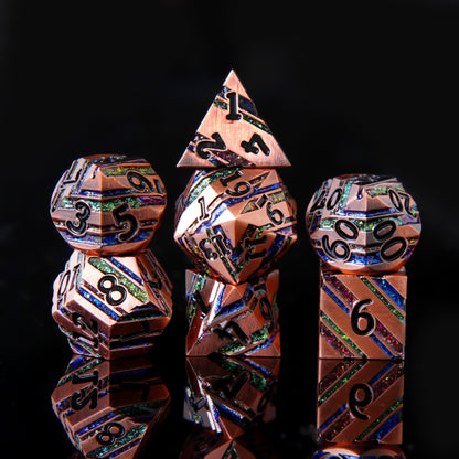 Metal Dice Set - Strata -  Bronze Rainbow