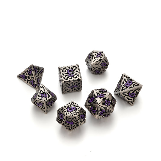 Metal Dice Set - Hollow Celtic - Purple