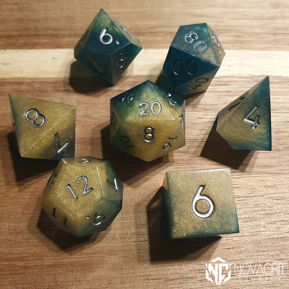 Gilded Lagoon - Handmade Resin Dice Set