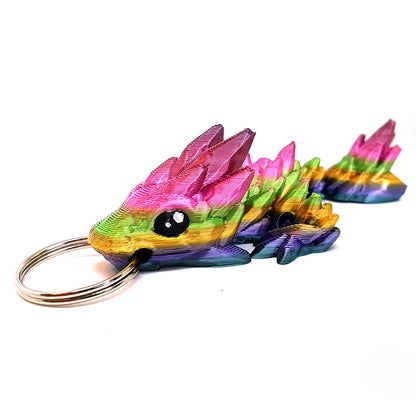 Gemstone Rainbow Dragon Wyrmling Keychain