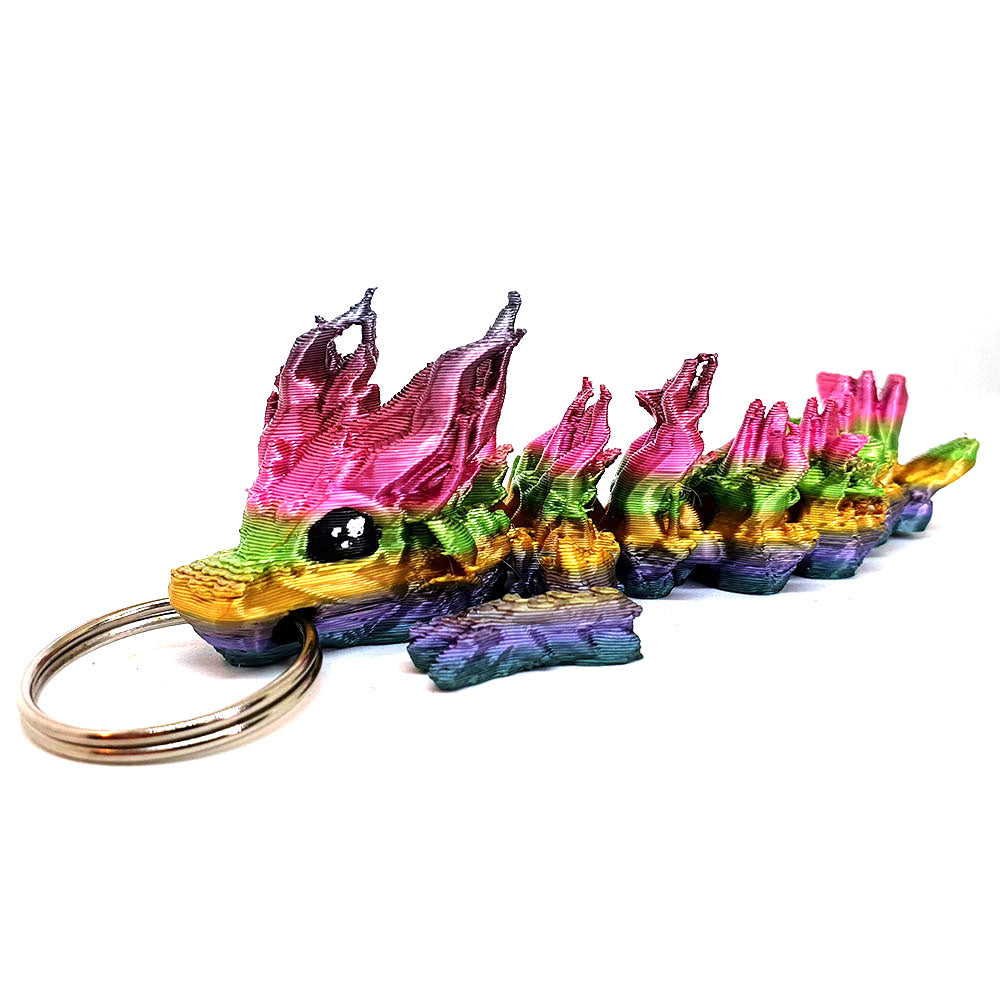 Woodland Rainbow Dragon Wyrmling Keychain