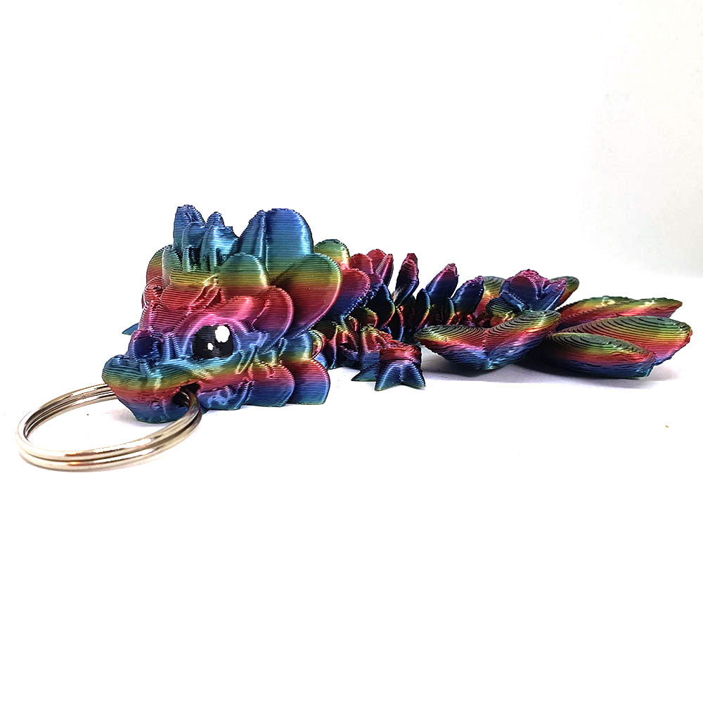 Clover Rainbow Dragon Wyrmling Keychain