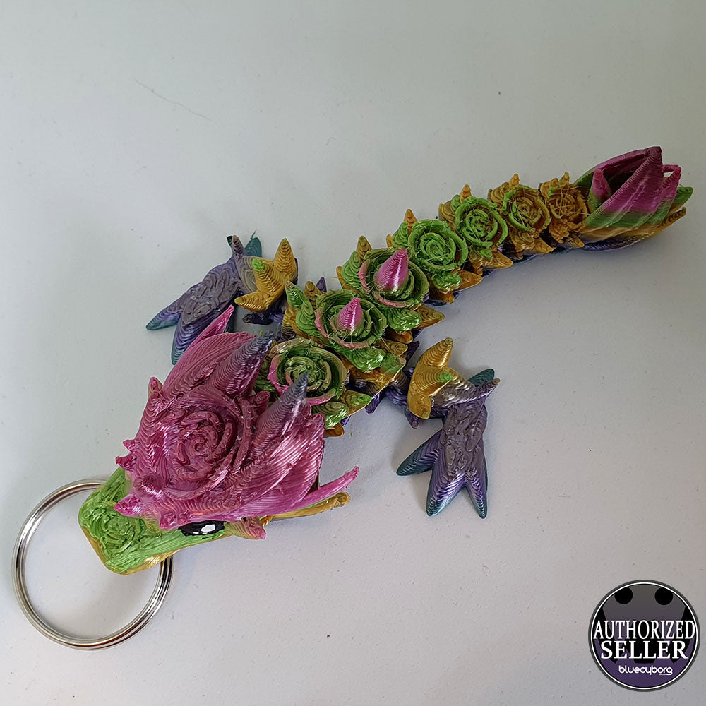 Rose Rainbow Dragon Wyrmling Keychain