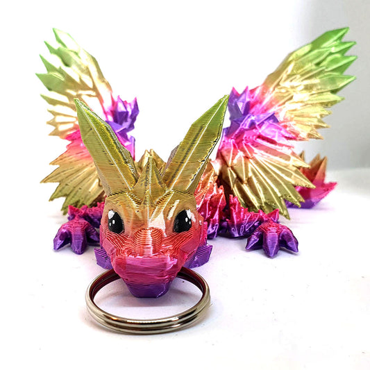 Crystal Wing Rainbow Dragon Wyrmling Keychain