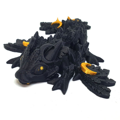 Lunar Wing Wyvern Articulated Baby Dragon - Obsidian Gold