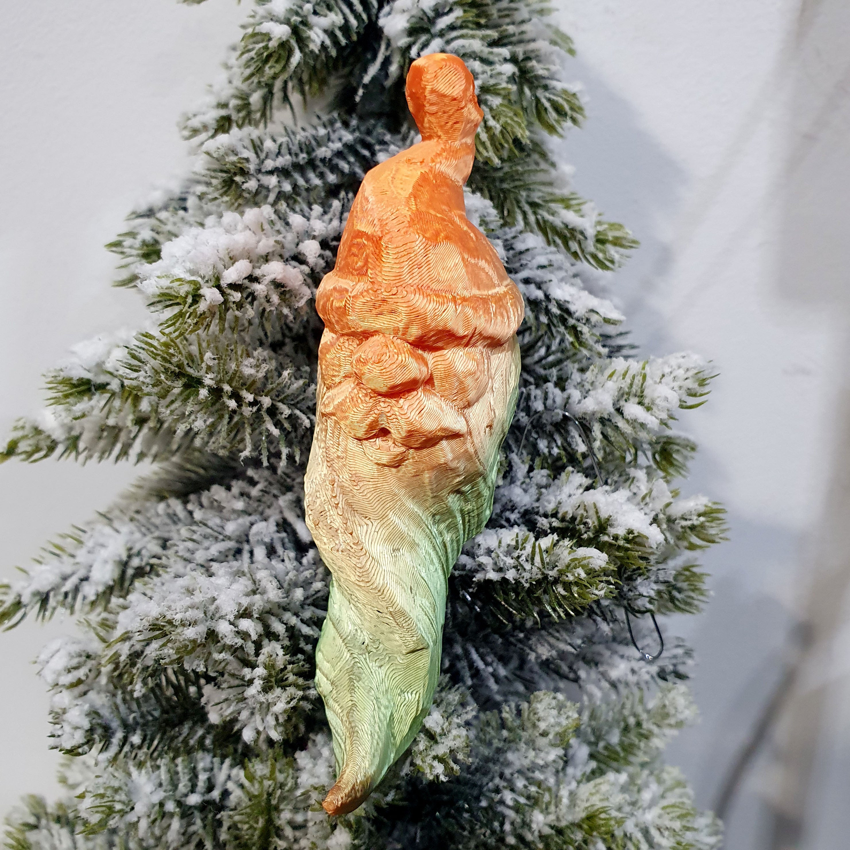 Santa With Spiral Beard "Hand Carved" Christmas Tree Ornament