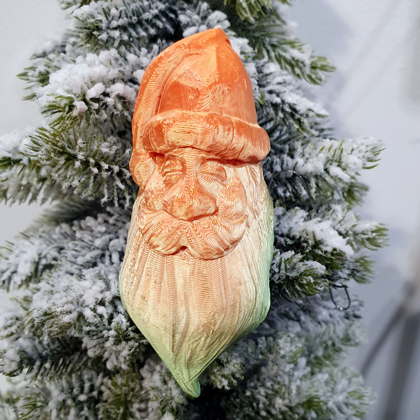Happy Santa "Hand Carved" Christmas Tree Ornament