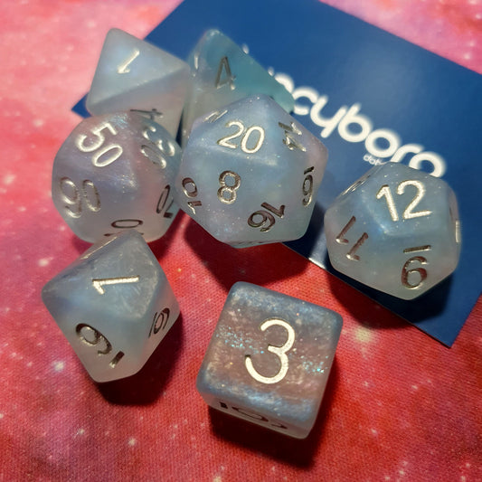 Aurora Pride Dice Set - Trans Frosted