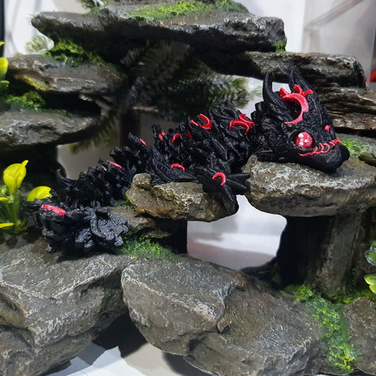 Lunar Articulated Baby Dragon - Obsidian Silk Red