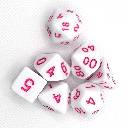 Opaque Dice Set - White/Pink