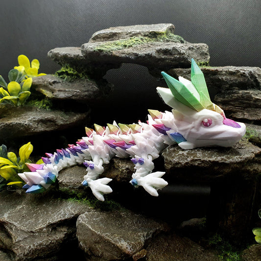 Crystal Articulated Baby Dragon - Albino Candy